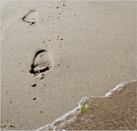 Füßabdrücke            im Sand